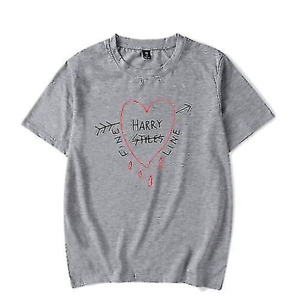 Harry Styles Fine Line Printed T-shirt Damer Herr Casual Kortärmade Tshirts Grey XXL