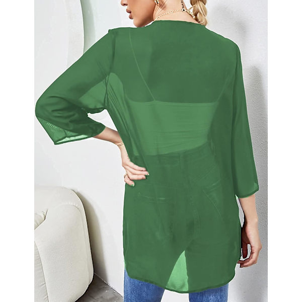 Kimonokoftor i chiffong för damer, öppen front Beach Cover Ups Skirt löst