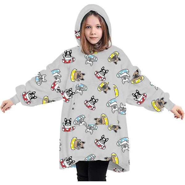 Filt Hoodie Fluffy Fleece Hoodie Filt För Dam Dogs - Grey 7-12 Years