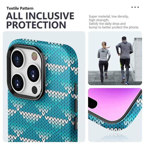 Textile Texture Matt Case för iPhone 15 Pro Light blue