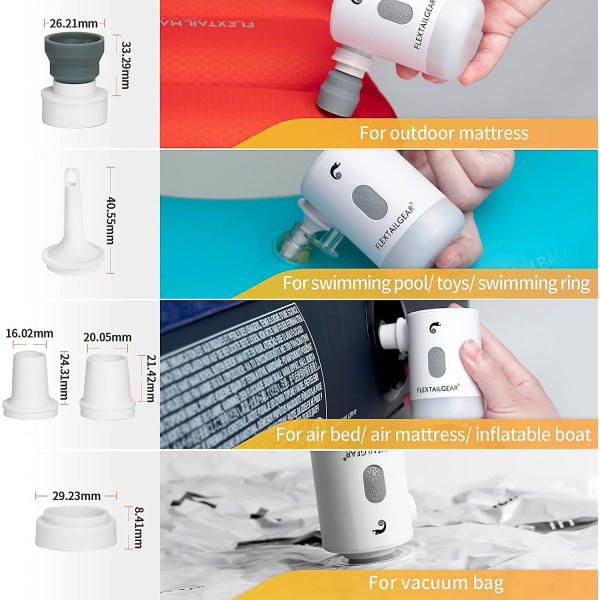 Max Pump 2 Pro Portable Mini Air Pump Campingutrustning Elektrisk uppblåsare USB laddningsbelysning för utomhusbruk White
