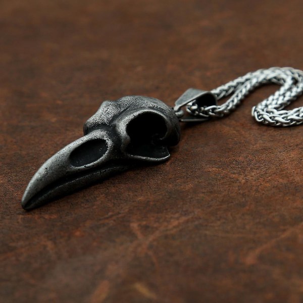 Nordic Odin Crow Skull Hänge Halsband Gothic Rostfritt Stål Raven Skull Halsband För Män Kvinnor Punk Pagan Smycken Droshipping Style E With D Chain