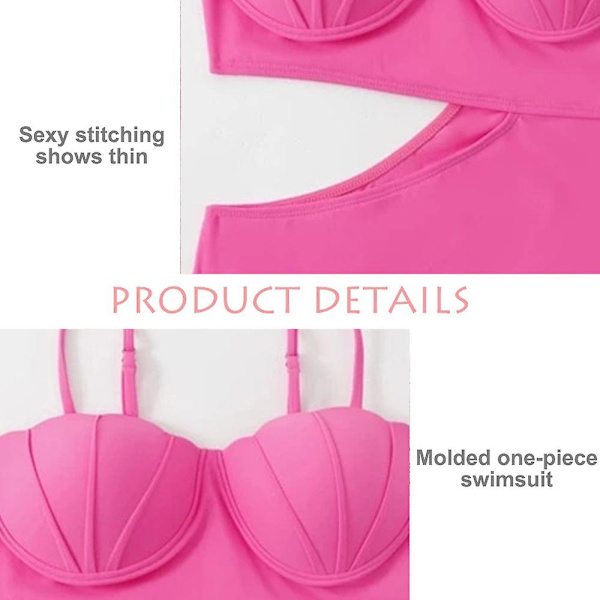 Ny enfärgad baddräkt i ett stycke Kvinna Sexig Plastmönster Splicing Bantning red M