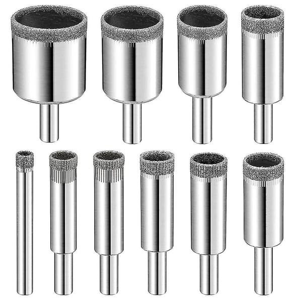 Set, 10 st set, glasborrspets för keramiska plattor Porslin Marmor Granit Bo silver none