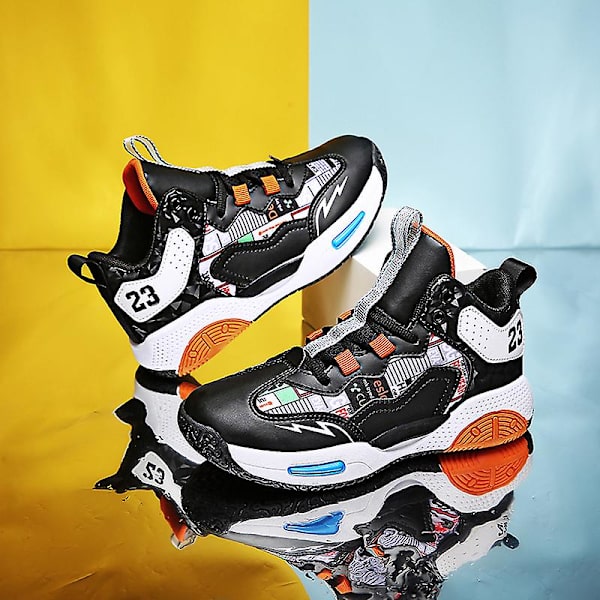 Basketskor för barn Mode Pojkar Flickor Sneakers Sportskor som andas 2Lmf2209 Black 34