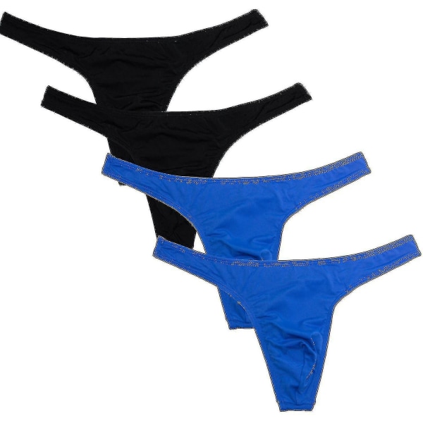 Strängunderkläder för män 4-pack Black blue L