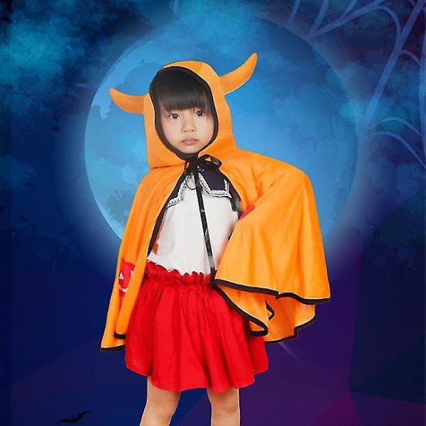 Barn Halloween Party Demon Kappa Hooded Cape Robe Cosplay Kostymer Tmall Orange
