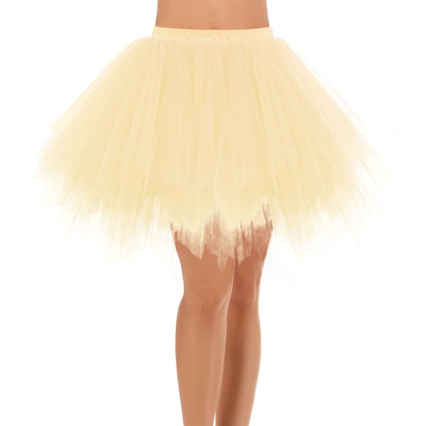 Vuxenkjol i tutu för kvinnor 1950-tals vintage underkjol i tyll, balett bubbelkjolar, kort för dans, cosplayfest Champagne M