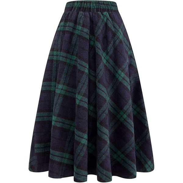 Dam Maxikjolar Tartan Ull Lång Varm med resår i midjan Plus Size