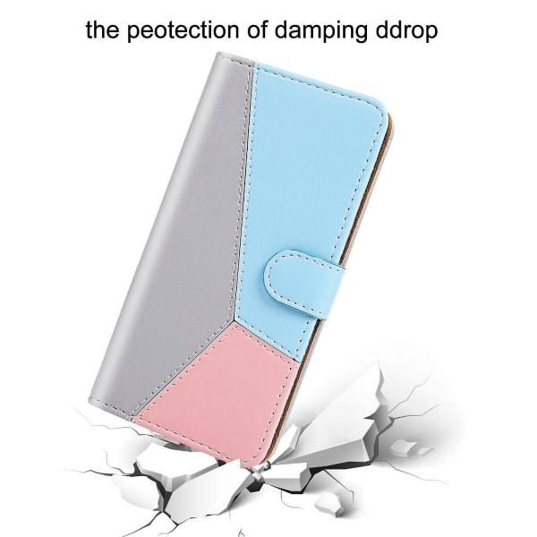 Trefärgat PU- case för iPhone 15 Plus Grey