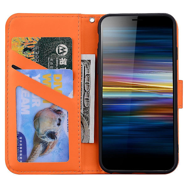 Bear Pattern Phone case för Sony Xperia L3 med korthållare, rem, Pu-lädermaterial, plånboksfunktion, hörnfallskydd Orange
