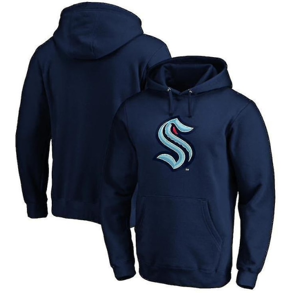 Luvtröja i mjuk fleece herr Seattle Kraken Hockeydräkt Baseballrockar Sporttröja Casual Black B S