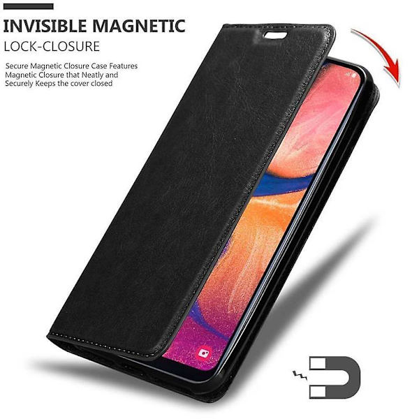 Samsung Galaxy A10e / A20e Cover Case Case - med stativfunktion och kortfack NIGHT BLACK Galaxy A10e / A20e