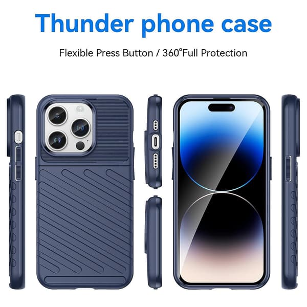 Thunderbolt TPU- case för iPhone 15 Pro Max Blue