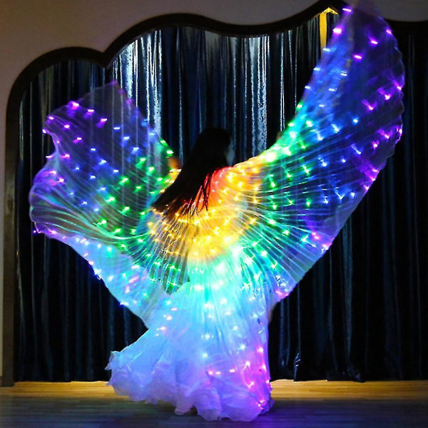 Fasion Led Wing Sticks Kostym Egyptisk magdansshow Scen Fancy-dress Rave Led Light Up Wings-145cm Yellow none