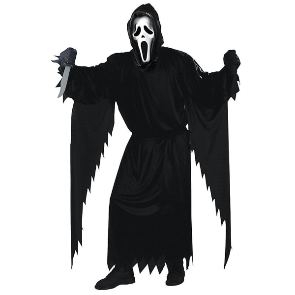 Kids Scream Cosplay Kostym Spöke Halloween Barn Fancy Dress Outfit Med Mask 5-7 Years
