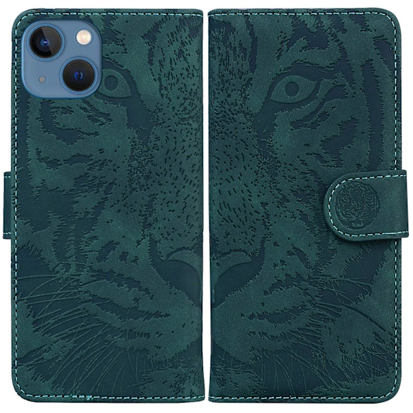 Tiger-präglat case för iPhone 15 Plus Green