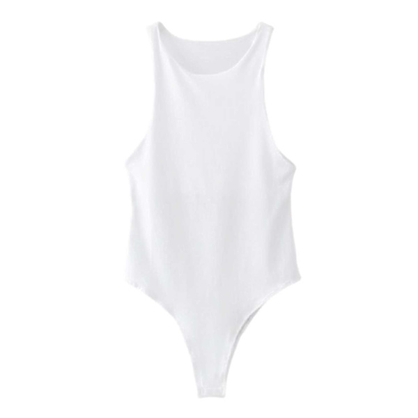 Ny 2023 bodysuit för kvinnor simkläder ärmlösa jumpsuit toppar enfärgad storlek S-2xl Black M