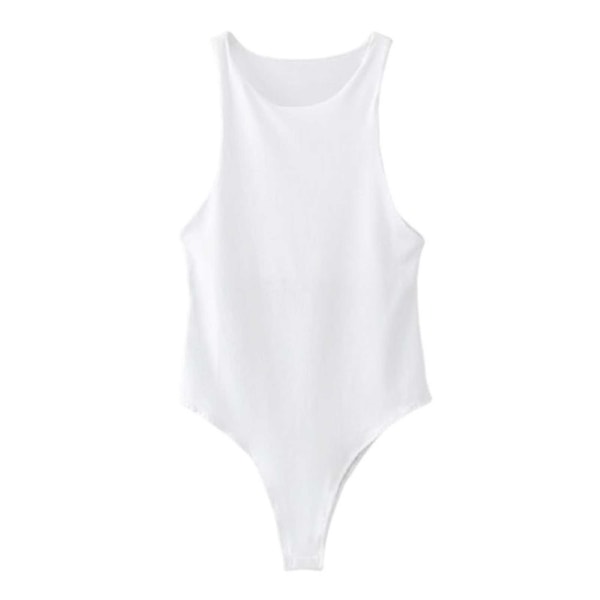 Ny 2023 bodysuit för kvinnor simkläder ärmlösa jumpsuit toppar enfärgad storlek S-2xl White M