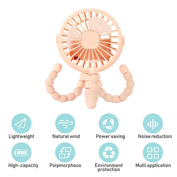 USB Fläkt Flexibel Octopus Clip-on Mini Fläkt Led Handheld Fläktar För Baby Yellow
