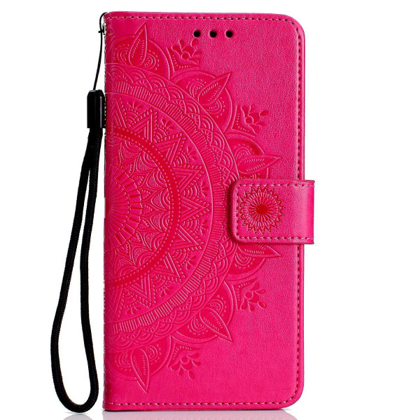 Plånbok med tryckt mandalamönster med flip-back- case för Samsung Galaxy A7/a750-lila Pink