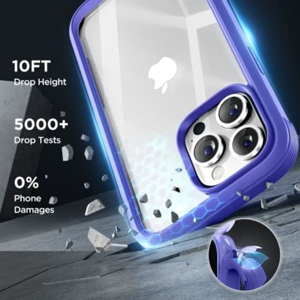 Miracase Glass Series Designad för iPhone 14 Pro Max Case 6,7 tum, [2023 Upgrade] Bumper Case med inbyggd 9H härdat glas Scr Purple