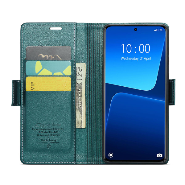 Caseme 023-serien för Xiaomi 13 Pro 5g Pu Leather Flip Cover Rfid Blocking Wallet Phone case Green