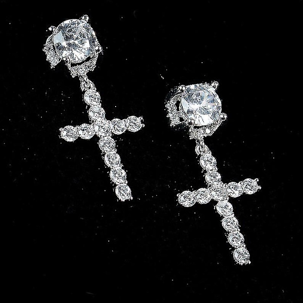 Punk Gold Cross örhängen för män silver