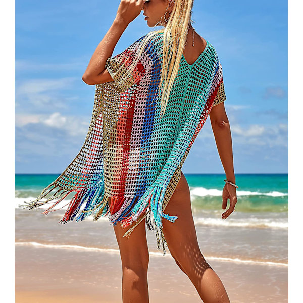 Beach Baddräkt för kvinnor ärm Coverups Bikini Cover Up Net