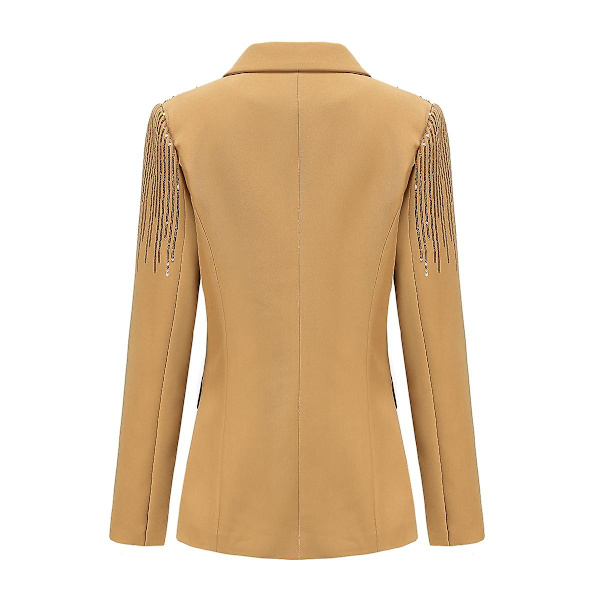 Yynuda Dammodesjal med glänsande paljetter Slim Fit Casual Kostymjacka med en knapp Khaki XS