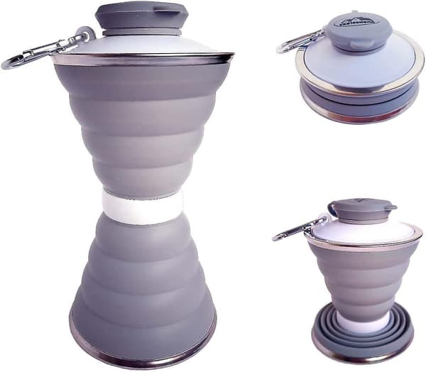 Hopfällbara vattenflaskor, hopfällbara vattenflaskor för resor 500 ml, liten återanvändbar bärbar vattenflaska av silikon 17 oz, hopfällbart vatten null none