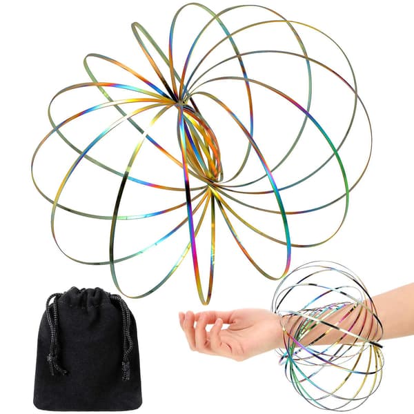 Flödesringar Leksaker 3d Arm Fjäder Magic Flödesring Rostfritt stål Multi pedagogisk och interaktiv fjäderleksak null none
