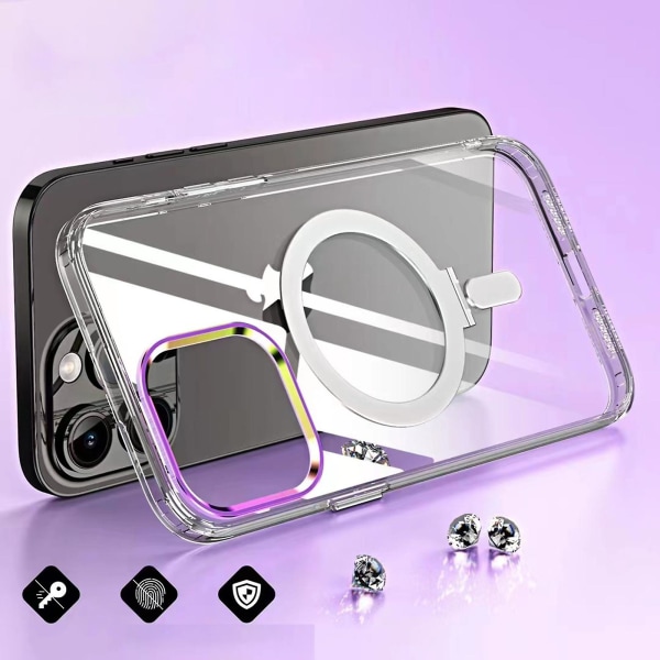 Magsafe Clear Case Kompatibel med Iphone 15 Pro Max, Mjuk TPU-ram + Hård PC Bakre cover med osynligt stativ White For iPhone 15 Pro Max