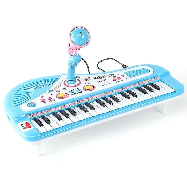 Kids Piano 37 Key Kids Electronic Keyboard Piano Musikleksak med mikrofon för barn Blue