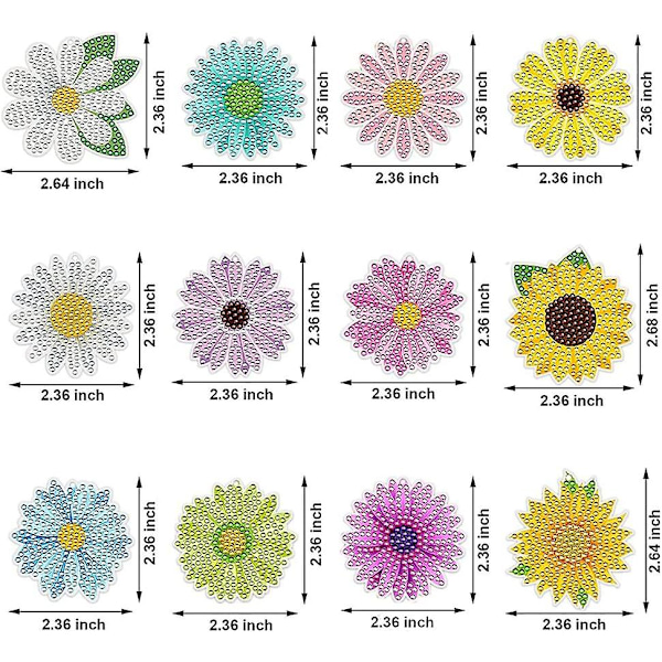 12 delar dubbelsidig 5d diamond painting , diamantnyckelring, målningssats för DIY-blommor 1 style 1