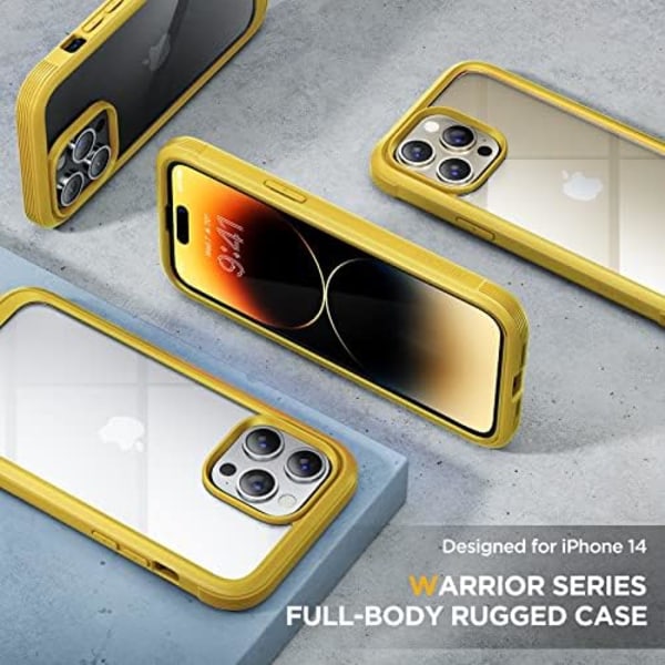 Miracase Glass Series Designad för iPhone 14 Pro Max Case 6,7 tum, [2023 Upgrade] Bumper Case med inbyggd 9H härdat glas Scr Lemon Yellow