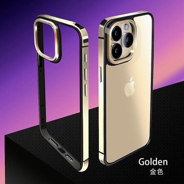 Metallram Slim Fit Ingen ryggdesign Utmärkt värmeavledning för Iphone 15 Pro Max/ Iphone 15 Pro Anti-fall Kantskydd Gold iPhone 15 Pro