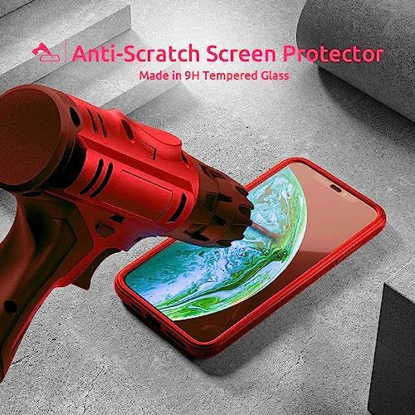 UBUNU iPhone Xs Max- case med skärmskydd [Inbyggt 9H hårt härdat glas], för Magsafe 360 ​​helkroppsskydd, genomskinligt skyddande iPh Red
