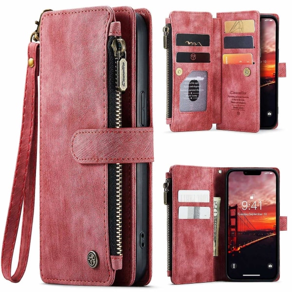 Multifunktionellt case för iPhone 15 Plus Red