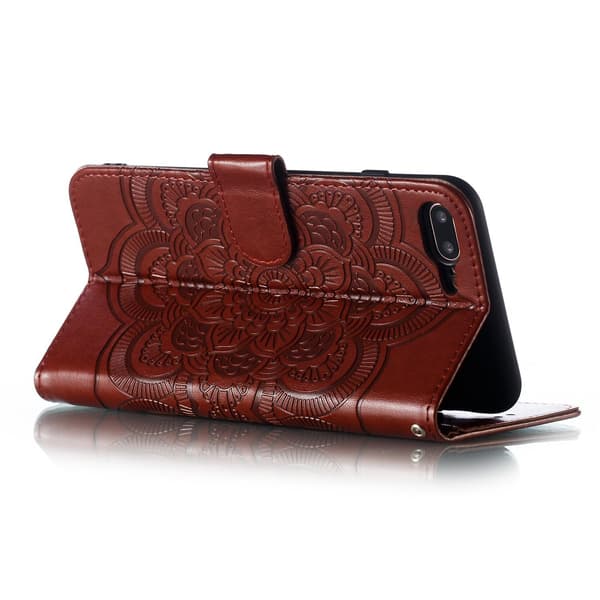 Imprint Mandala Wallet Stand Flip Case med rem för iPhone 8 Plus/7 Plus 5,5 tum null none