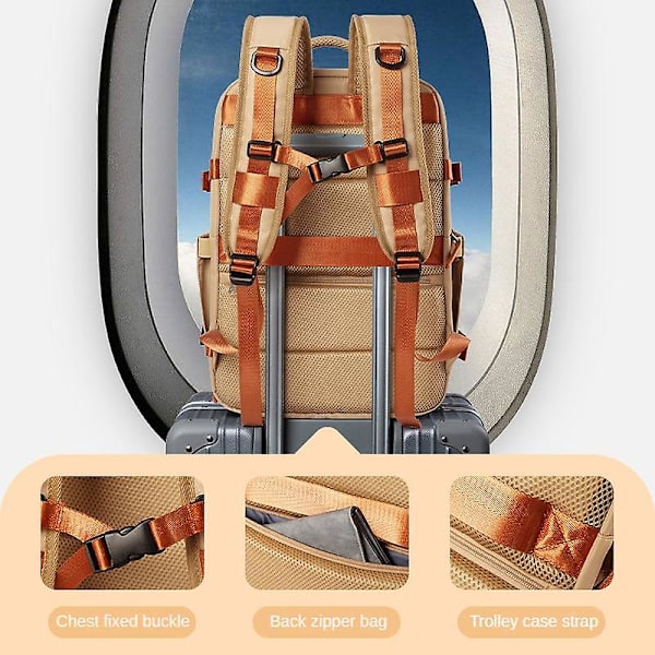 Vattentät reseryggsäck Flygplan bärbar ryggsäck Stor kapacitet Multifunktionsbagage Lättviktspassform 17 tums bärbar dator 17.3inch Khaki