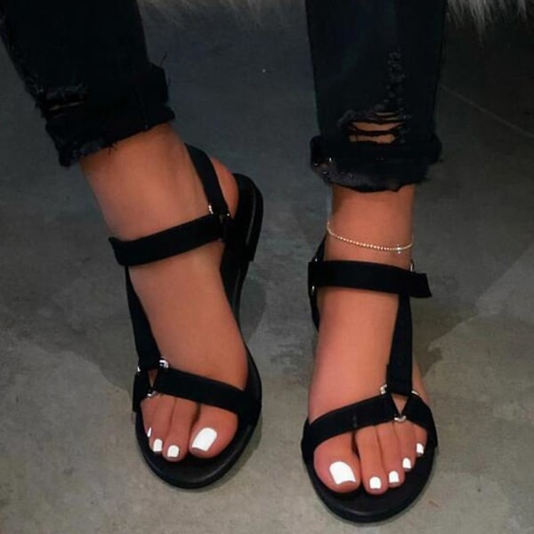 Platta sandaler för kvinnor med öppen tå andas Anti-slip Casual för sommarstrand utomhus Multicolour 42