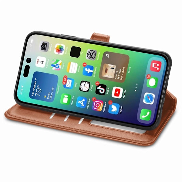 Enfärgat case med spänne för iPhone 15 Brown