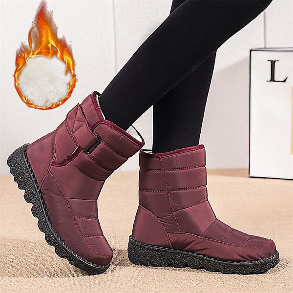 Dam vintersnöskor Vattentåliga skor Anti-halk Casual Lätt vandringskänga Xd-889 Red 43