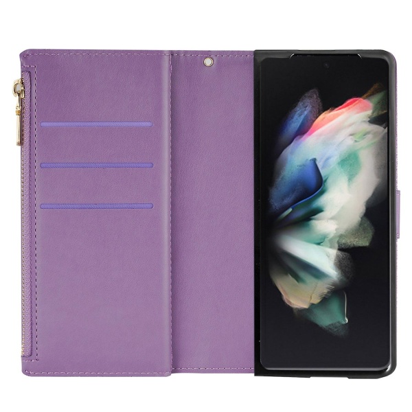 Glitter Zipper Case för Samsung Galaxy Z Fold 4 Purple