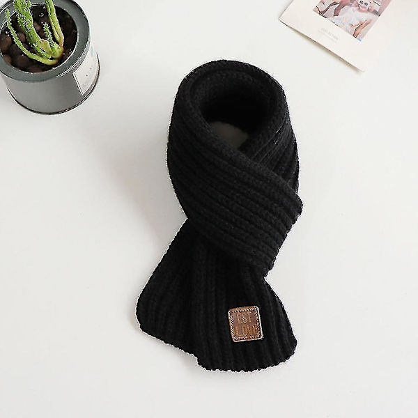 Småbarn Barn Halsduk Pojkar Flickor Vinterstickade Varma Halsdukar Hals Warmer_mi black