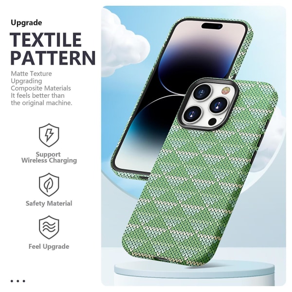 Textile Texture Matt Case för iPhone 15 Light green