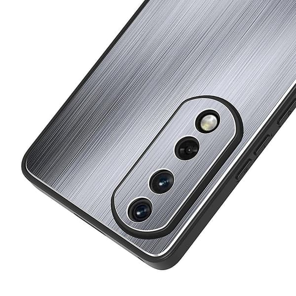 For Honor 90 Aluminiumlegering Baksida Tpu Ram Phone case Stötsäkert borstat cover Silver