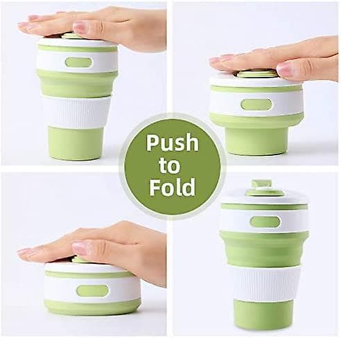 2pack hopfällbara kaffekoppar för resor, 12 oz återanvändbara hopfällbara silikonkoppar med lock för camping - blågrön null none