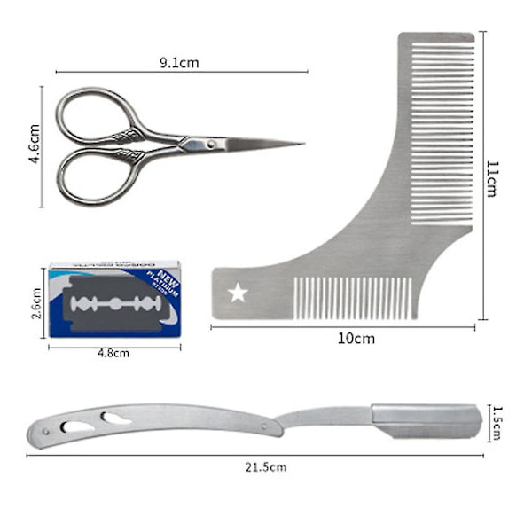 Premium skäggvårdssats för män, inkluderar professionell rakkantshyvel Transparent skäggstylingmall, antistatisk skäggkam null none